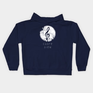 Carpe diem, listen to music Kids Hoodie